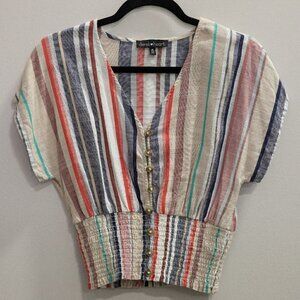 Derek Heart stripe v-neck top-M